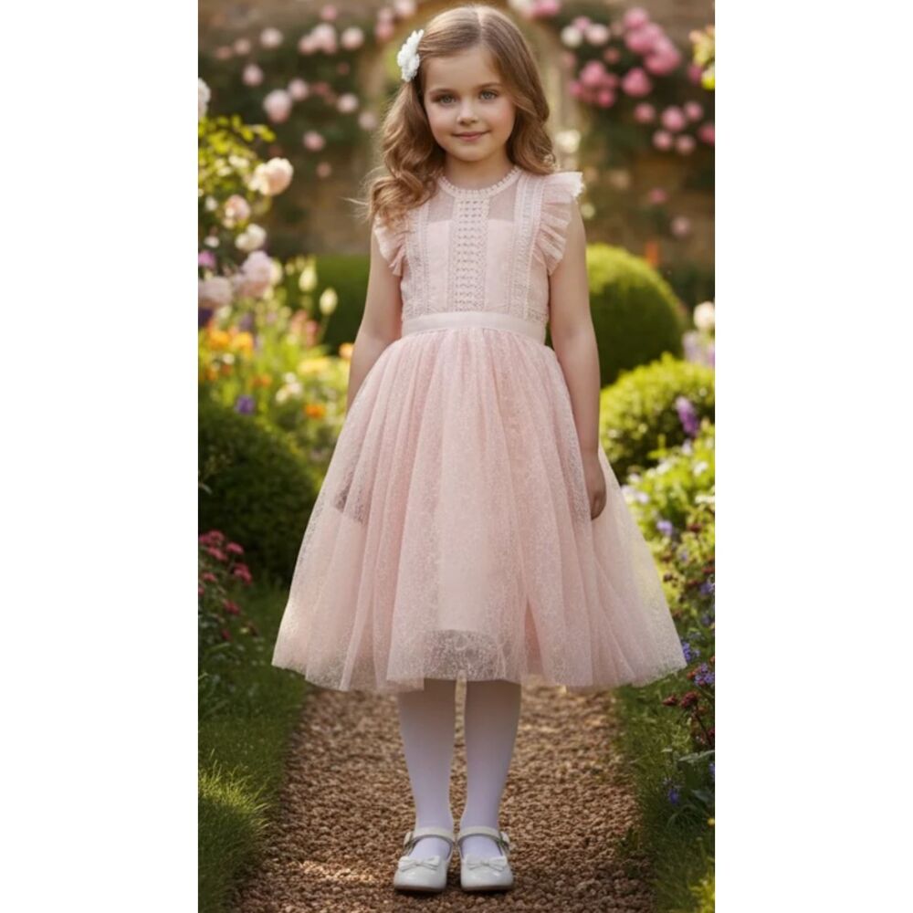 Trish Scully Clarissa Lace Dress Peachy Pink Princesscore Twirl Birthday Gown 4